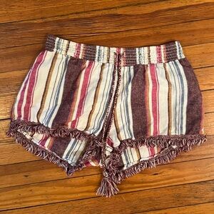 Vanilla Star High Waisted Pink/Multi Comfy Shorts XL Fringe Tassel Casual Cute
